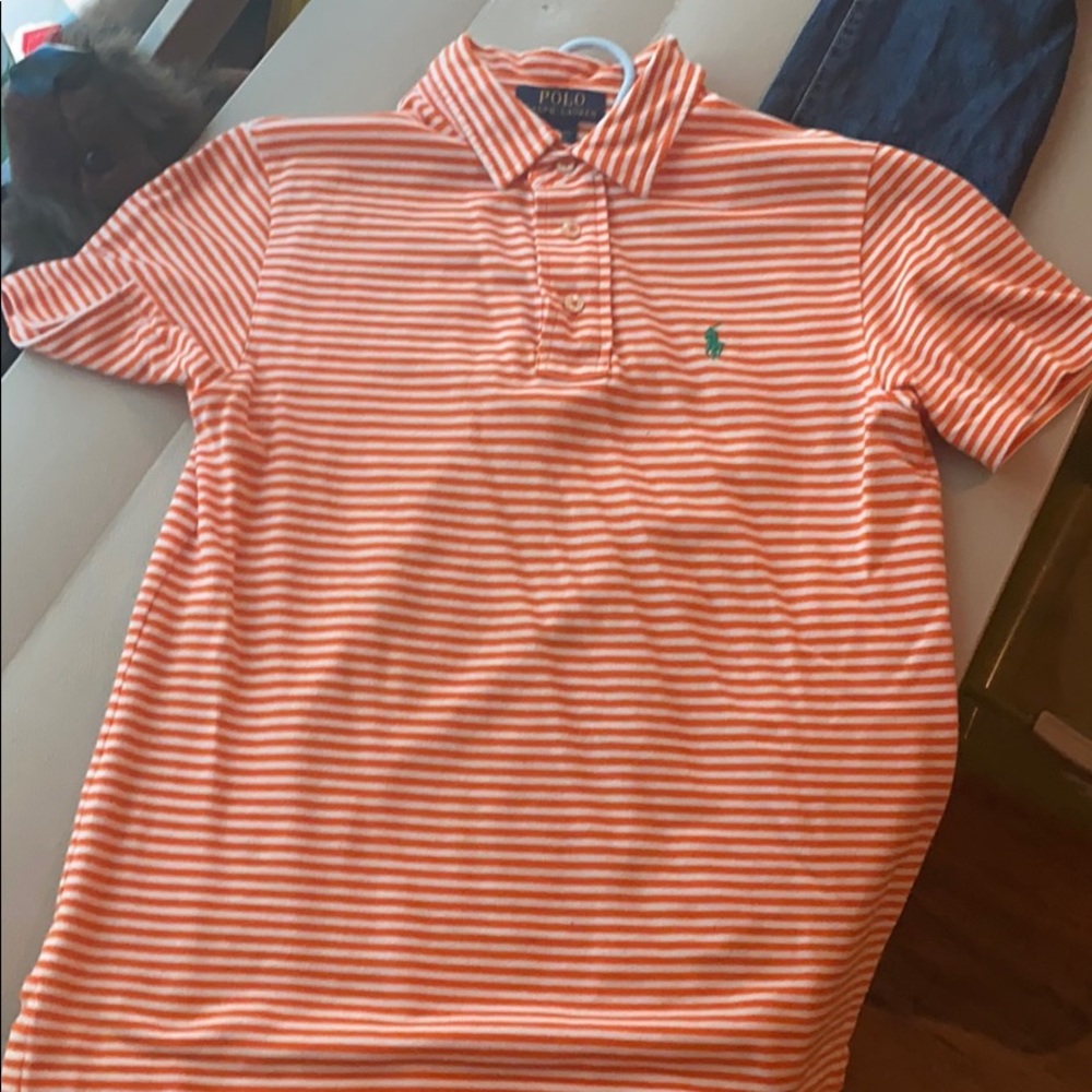Ralph Lauren Orange and White strip polo